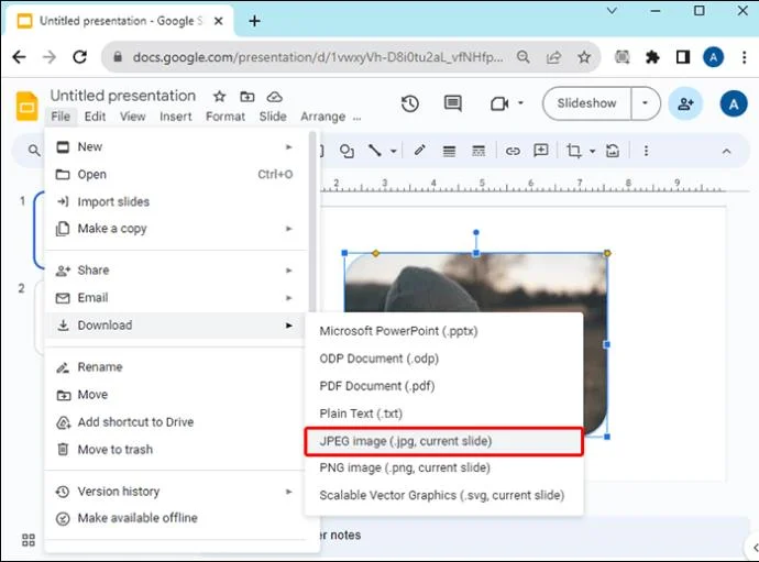 Как да промените формата на изображение в Google Презентации