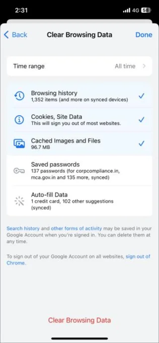 Как да изчистите бисквитките в Google Chrome