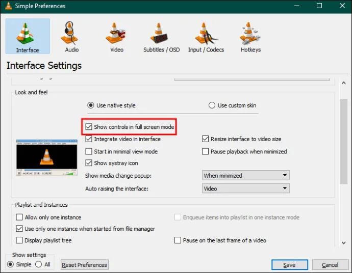 Как да скриете контролите във VLC