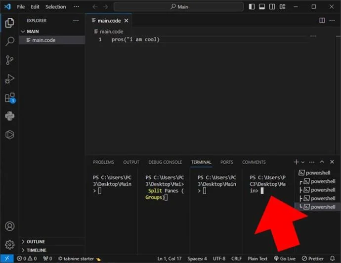 Как да стартирате код в терминал във VS Code