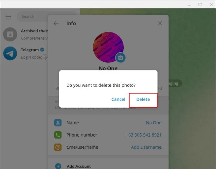 Πώς να διαγράψετε φωτογραφίες προφίλ στο Telegram