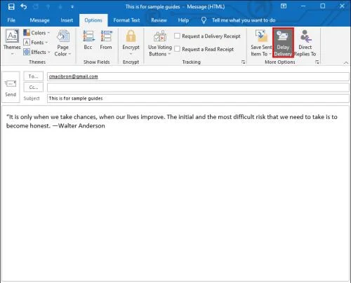 Как да насрочите имейл в Outlook