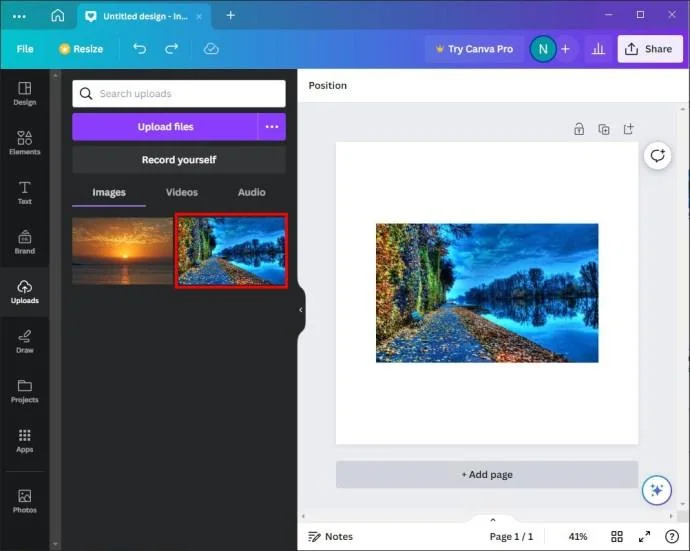 Как да добавите снимка към рамка в Canva