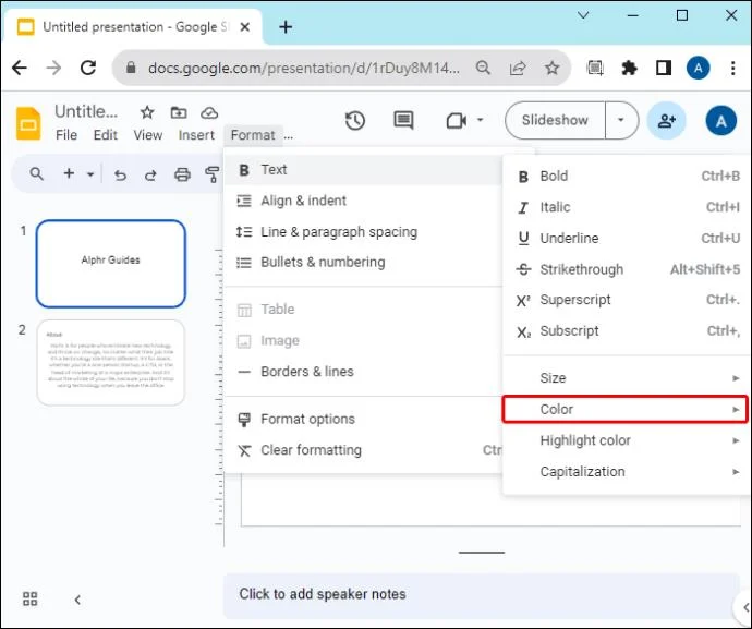 Как да промените цвета на текста в Google Презентации