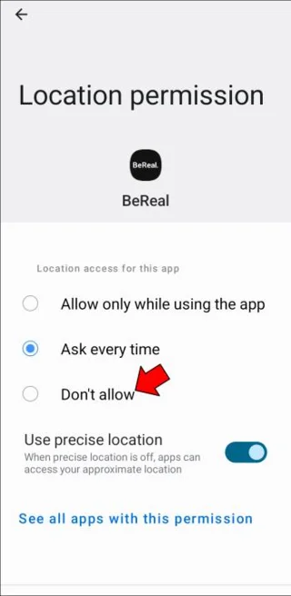 Как да включите или изключите местоположението в BeReal
