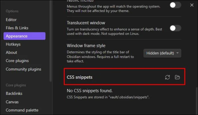Πώς να χρησιμοποιήσετε αποσπάσματα CSS στο Obsidian