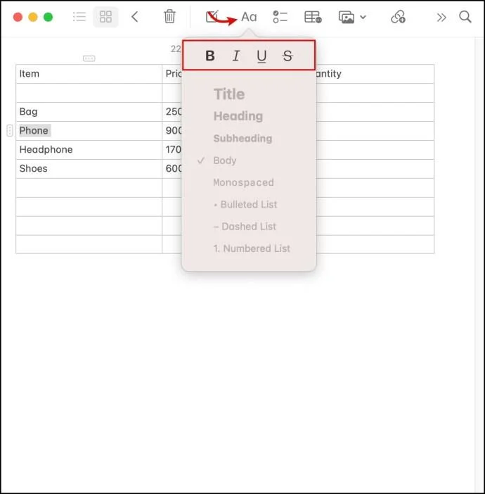 Apple Notes: Πώς να αλλάξετε το μέγεθος των στηλών ή των γραμμών του πίνακα