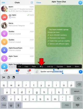 Как да използвате етикета спойлер в Telegram