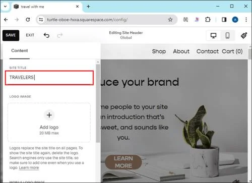 Как да промените името на уебсайт в Squarespace