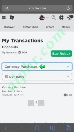 Как да видите историята на покупките в Roblox