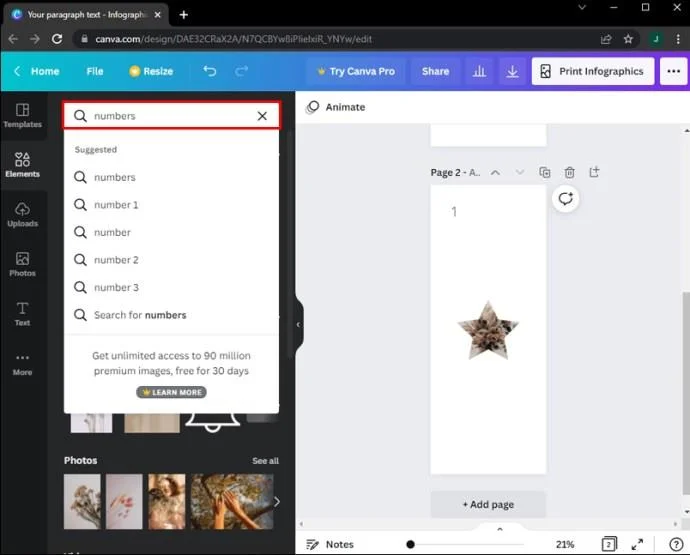 Как да добавите номера на страници в Canva