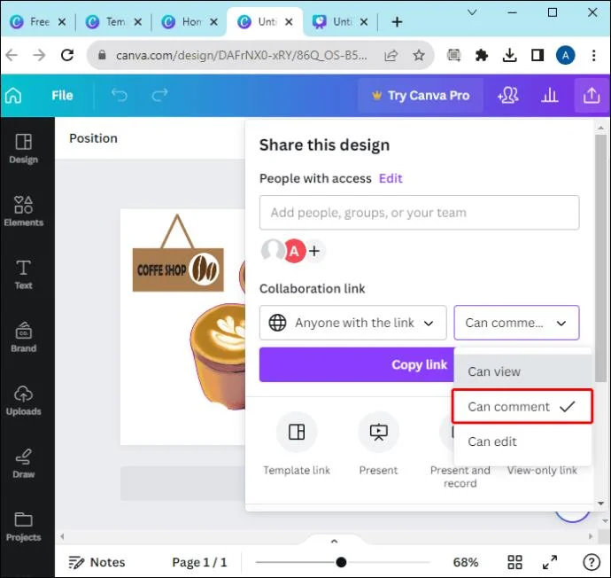 Как да споделите дизайн с вашия екип в Canva