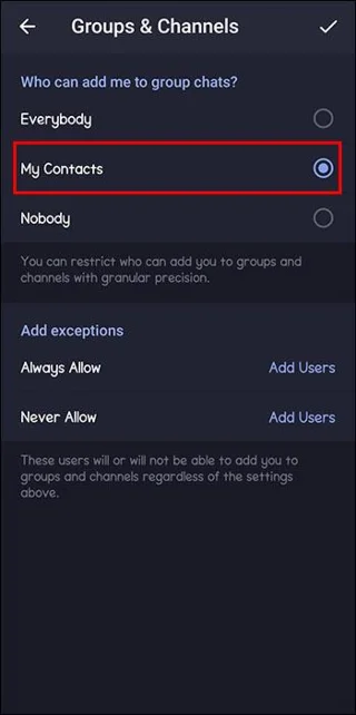 Как да блокирате група в Telegram