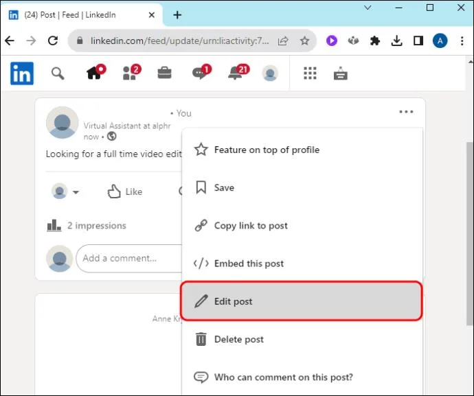 Πώς να διαγράψετε μια ανάρτηση από το LinkedIn
