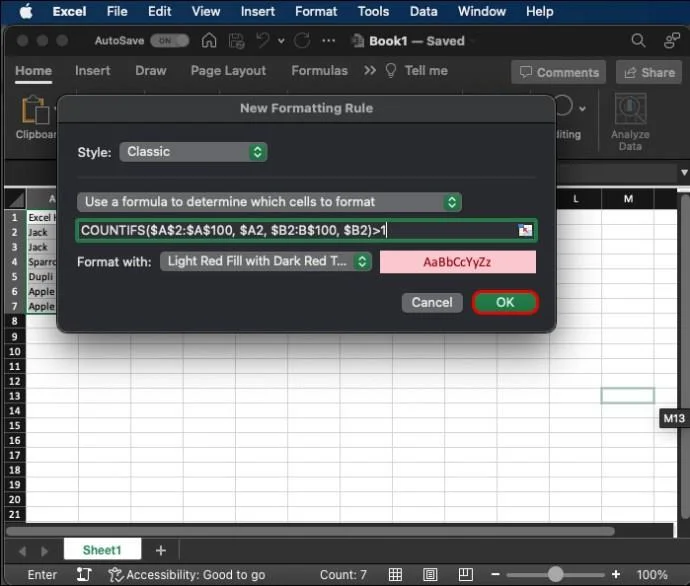 Как да намерите дублиращи се редове в Excel