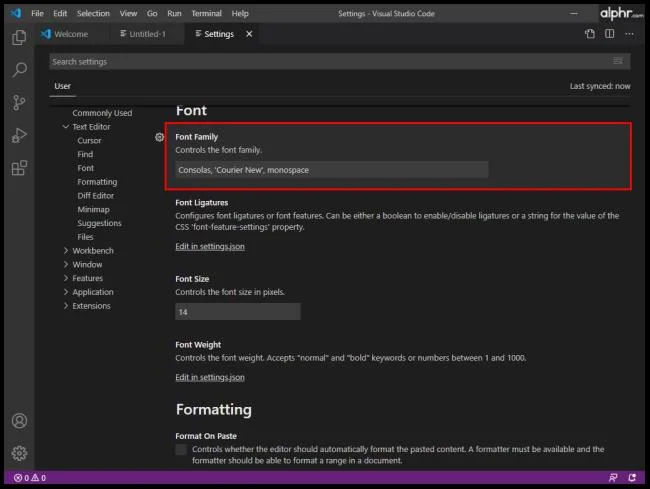 VS Code – Как да промените шрифта