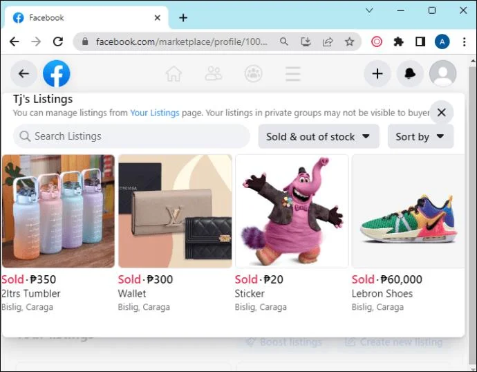 Как да видите продадени артикули във Facebook Marketplace