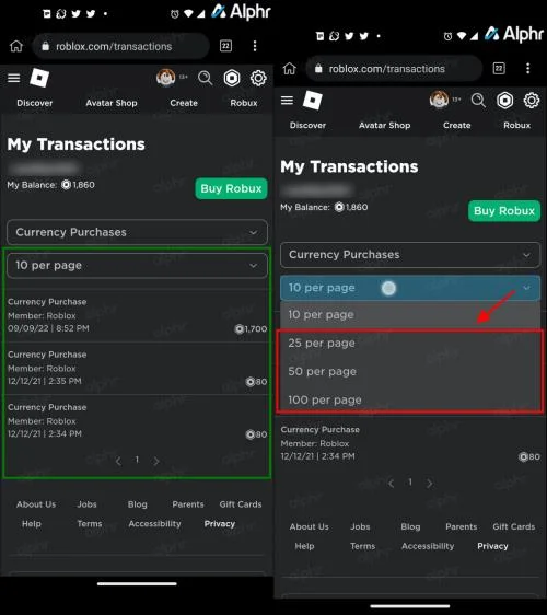Как да видите историята на покупките в Roblox
