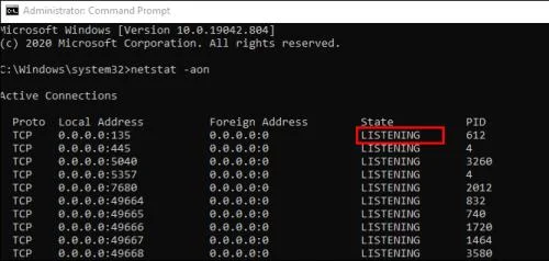 Hvernig á að athuga hvaða höfn eru opin á Windows 10 tölvu