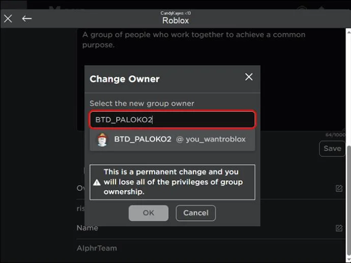 Как да промените име на група в Roblox