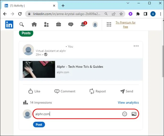 Как да добавите връзка към публикация в LinkedIn