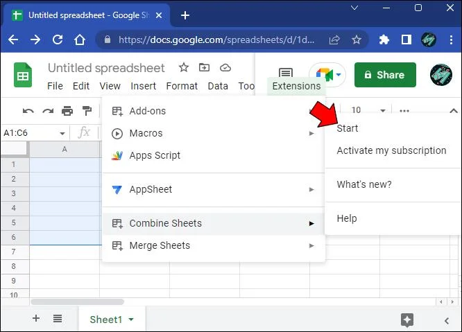 Slik slår du sammen faner i Google Sheets
