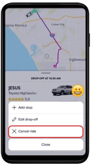 Как да отмените пътуване в Lyft