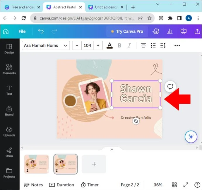 Как да направите текст да се показва при щракване в Canva