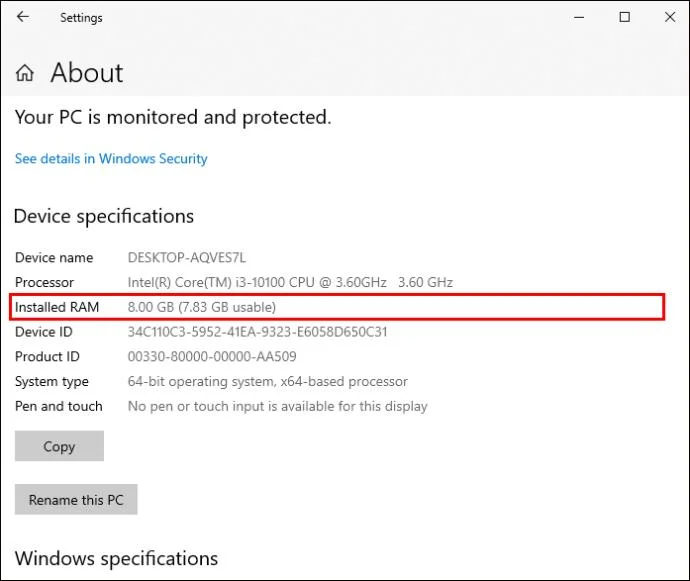 Як перевірити, скільки оперативної пам’яті має пристрій Windows 10