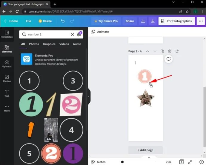 Как да добавите номера на страници в Canva