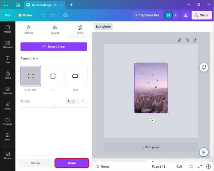 Как да добавите снимка към рамка в Canva