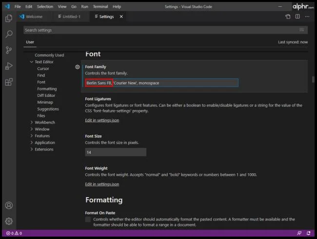 VS Code – Как да промените шрифта