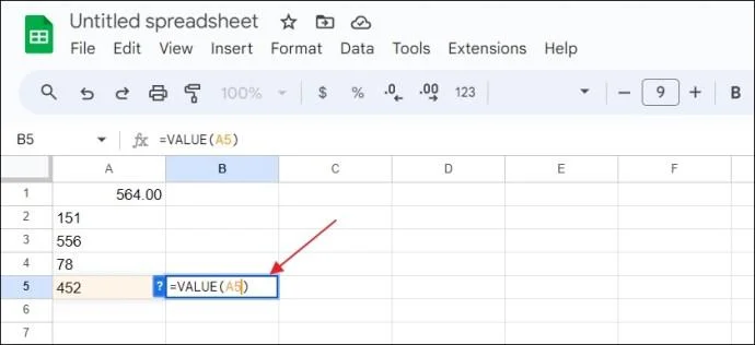 Hvordan konvertere tekst til tall i Google Sheets