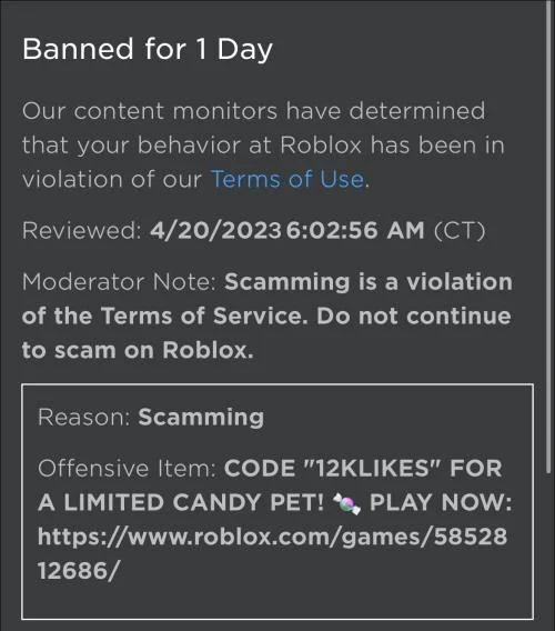 Как да видите забранени акаунти в Roblox