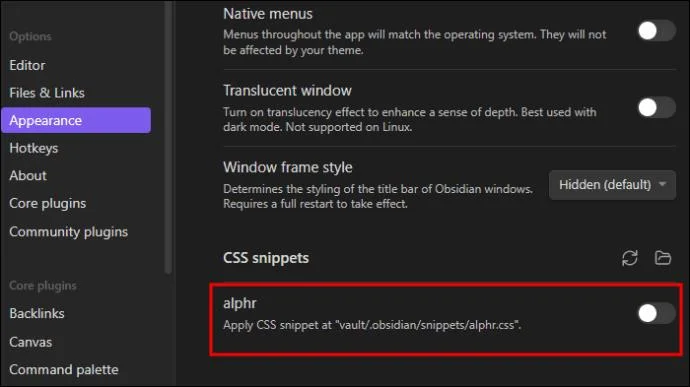 Πώς να χρησιμοποιήσετε αποσπάσματα CSS στο Obsidian