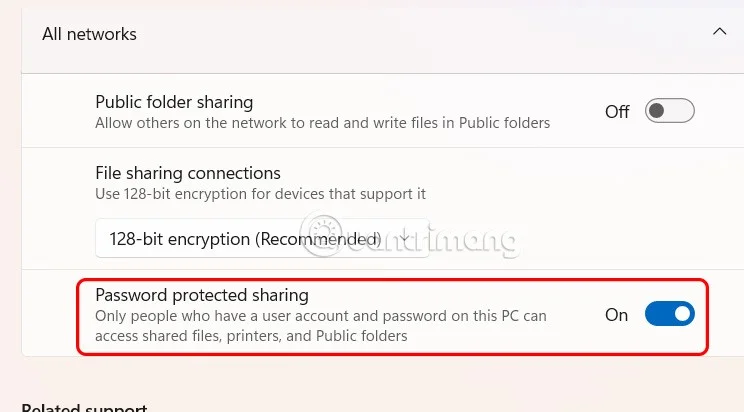Kako izklopiti varnostno deljenje gesla v sistemu Windows 11