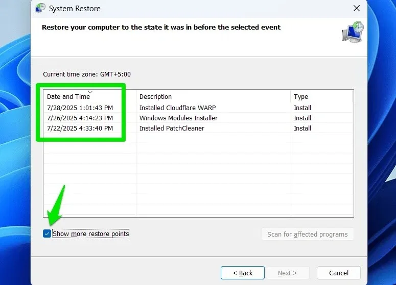 Sådan sletter du individuelle systemgendannelsespunkter i Windows