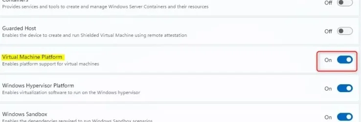 Navodila za aktiviranje virtualnih strojev v sistemu Windows 11
