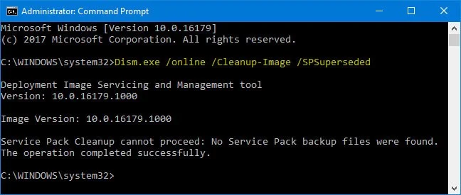 Vyčistěte složku WinSxS a uvolněte tak místo ve Windows