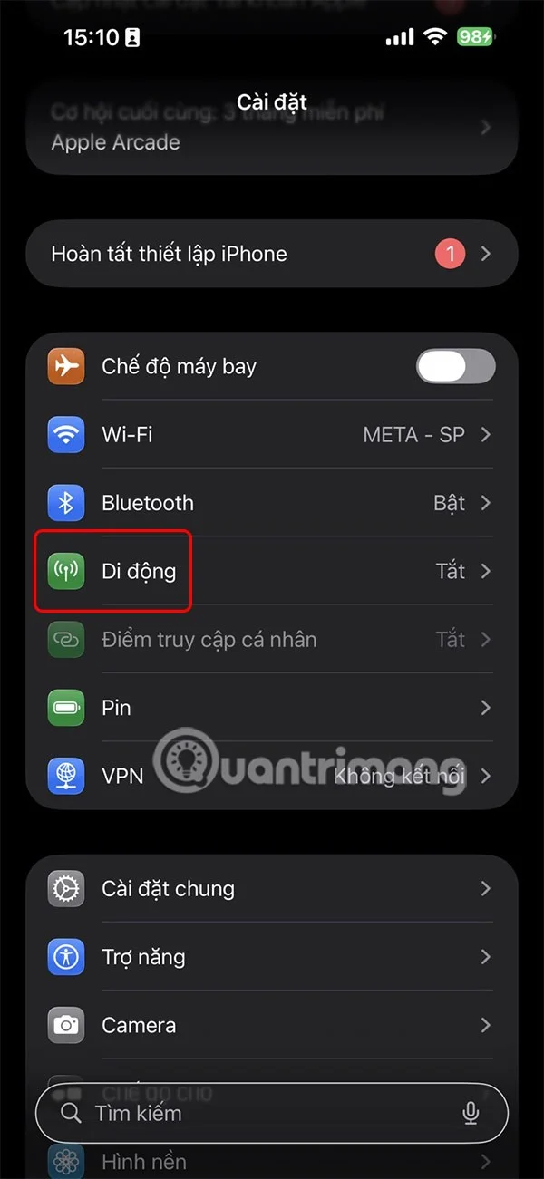 Hướng dẫn kích hoạt sao lưu iCloud qua dữ liệu