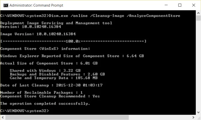Vyčistěte složku WinSxS a uvolněte tak místo ve Windows