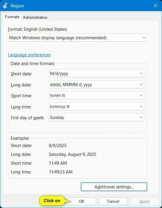 Kako spremeniti obliko valute v sistemu Windows 11