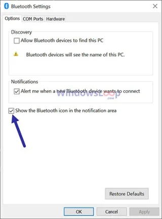 Jak zobrazit chybějící ikonu Bluetooth na hlavním panelu systému Windows