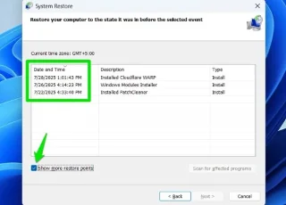 Jak odstranit jednotlivé body obnovení systému ve Windows