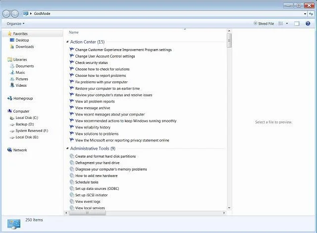 Aktivér GodMode på Windows 10, 8 og 7