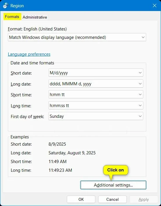Kako spremeniti obliko valute v sistemu Windows 11