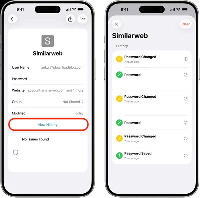 Инструкции за преглед на стари пароли за акаунти, запазени на iPhone