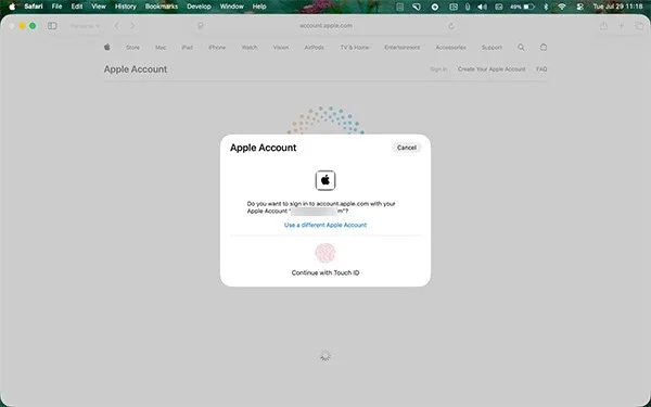 Как да поправите грешка при влизане в Apple акаунт в интернет