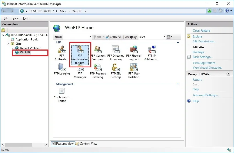 Pokyny pro nastavení a správu FTP serveru ve Windows 10