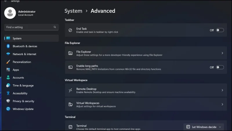 Sådan aktiverer du avancerede indstillinger i Windows 11